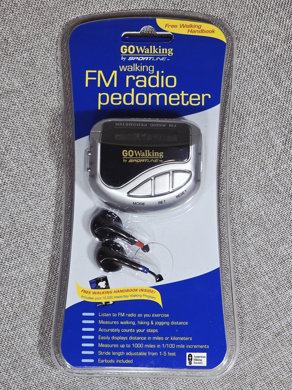 GOWalking Silver FM Radio Pedometer - Portable Walking Tracker